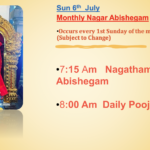 Sun 6th July – Monthly Nagar Abishegam